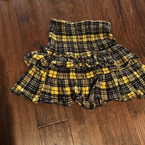 Aqua ruffle yellow and black plaid skirt size small